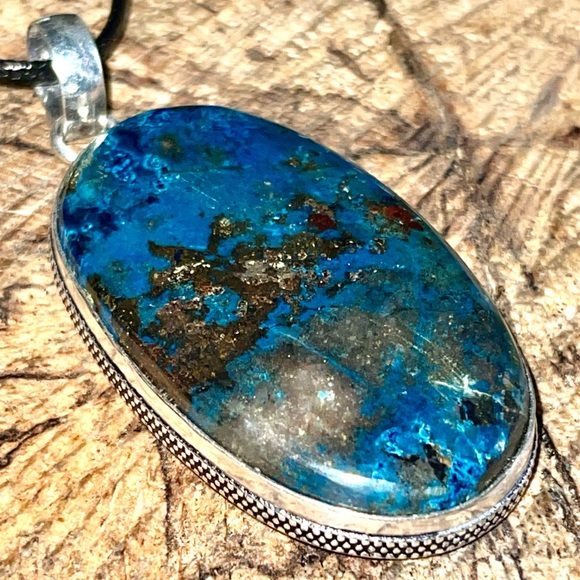 Chunky Chessylite Azurite Pendant 2 1/4” - Picture 1 of 10